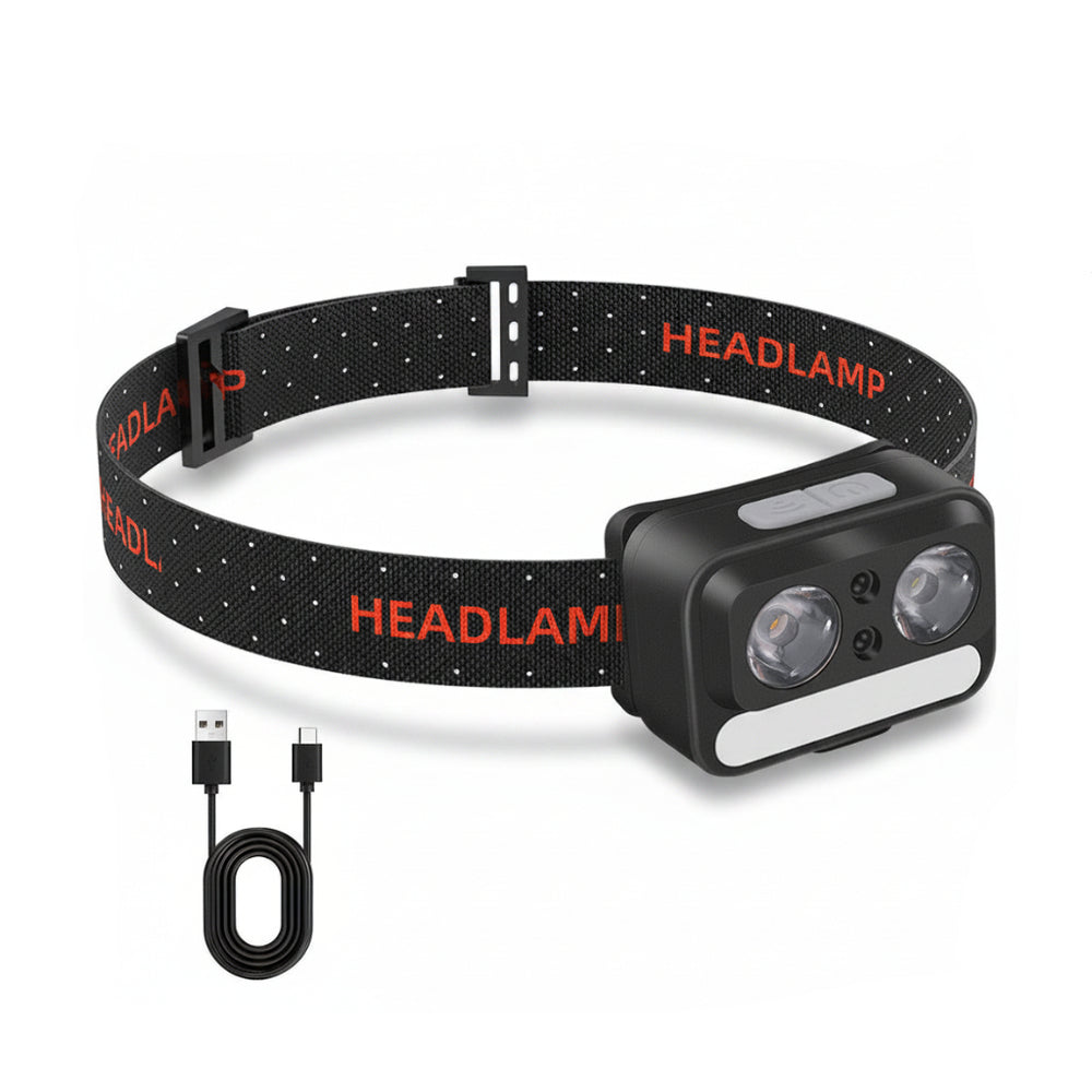 Black headlamp with red 'HEADLAMP' text on a white background
