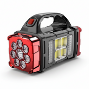 Red and black portable light on a white background