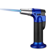 Blue and black butane torch on a white background