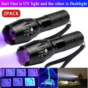 Zoomable Dual-Light UV Flashlight