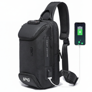 USB Charging Outdoor Chest Bag Black - No Text