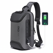 USB Charging Outdoor Chest Bag Grey - Clean